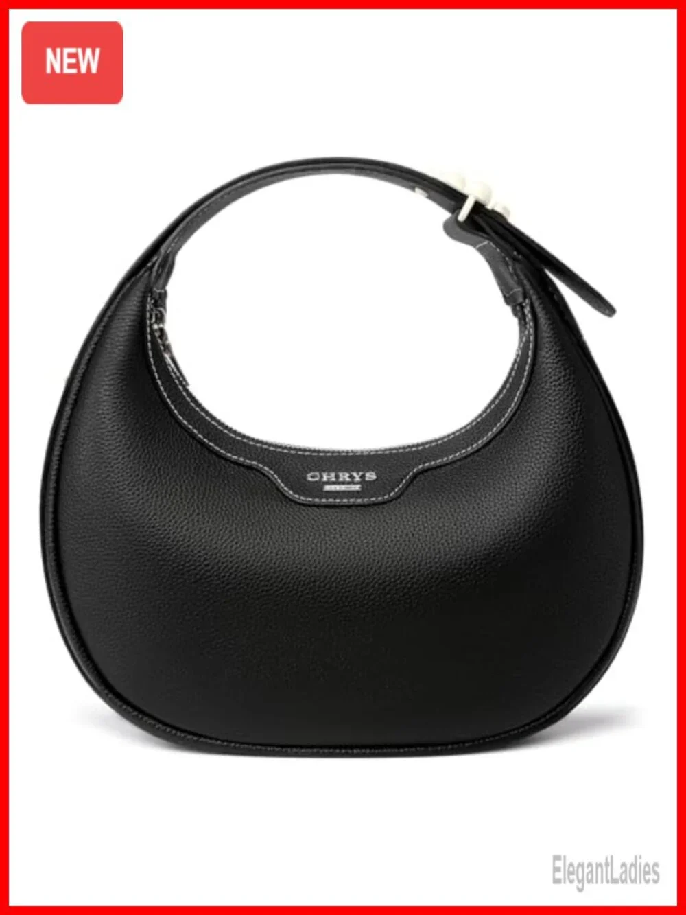 Genuine Leather Hobo Crossbody Bag with Adjustable Strap Half Moon Silhouette